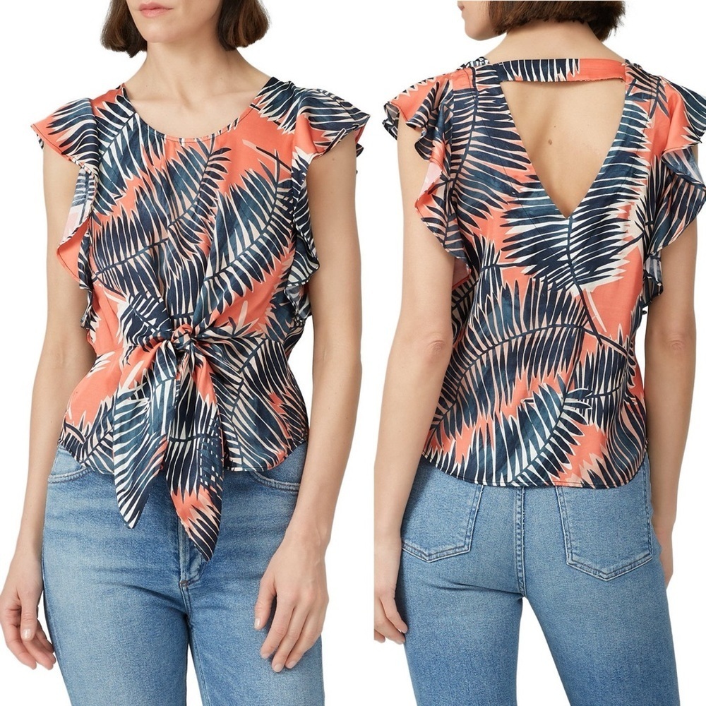 🌻 Sita Murt Digital Print Viscose Tie Front Blouse Top | Size 38